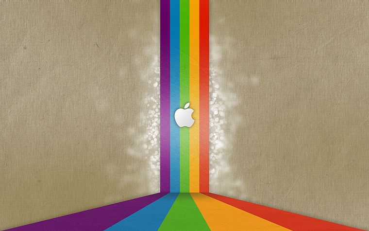 Apple Inc., iMac, rainbows, logos - desktop wallpaper