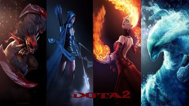 Valve Corporation, DotA 2, Morphling, Lina, Drow Ranger, Bloodseeker - desktop wallpaper