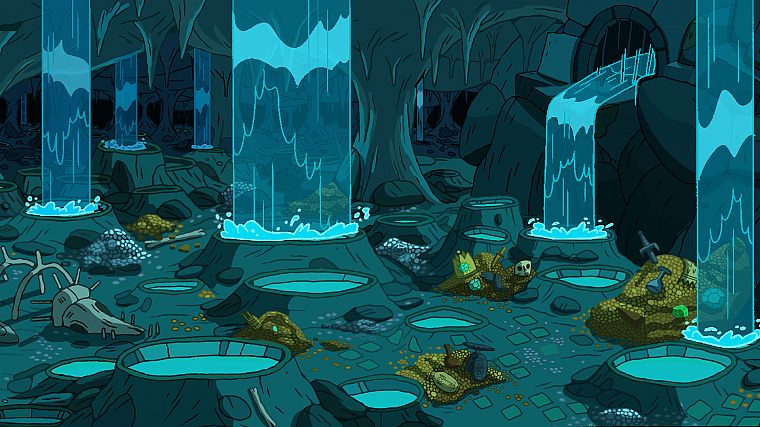 cartoons, caves, animation, Adventure Time, backgrounds, treasure - desktop wallpaper
