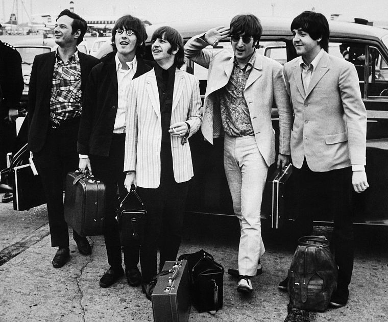 The Beatles, John Lennon, George Harrison, airports, Ringo Starr, Paul McCartney - desktop wallpaper