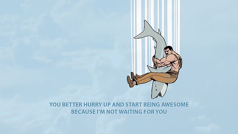 sharks, motivational posters - desktop wallpaper