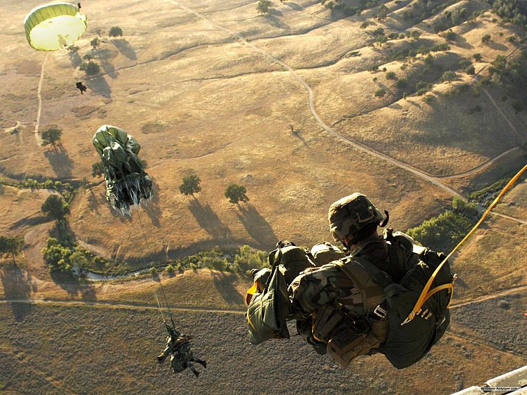 soldiers, airborne, parachute - desktop wallpaper