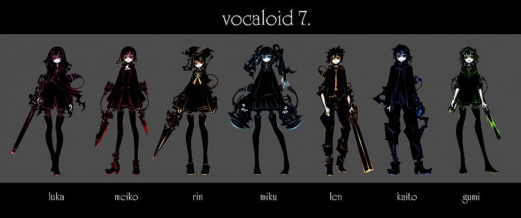 Vocaloid, Hatsune Miku, Megurine Luka, groups, Kaito (Vocaloid), Kagamine Rin, Kagamine Len, Megpoid Gumi, Meiko - desktop wallpaper