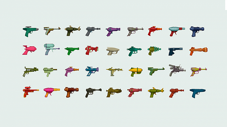 guns, multicolor, rayguns - desktop wallpaper