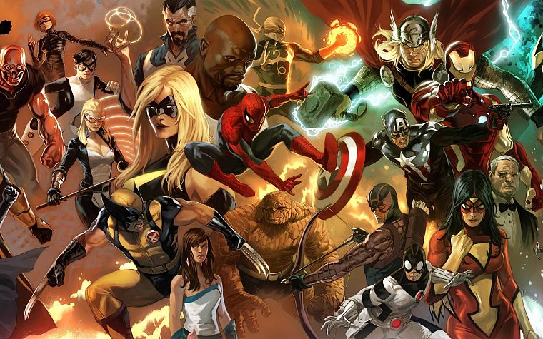 Iron Man, Thor, Spider-Man, Captain America, Avengers comics, Marvel Comics, Red Skull - desktop wallpaper
