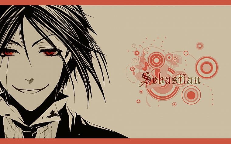 suit, Kuroshitsuji, Sebastian Michaelis, red eyes, anime, anime boys, butler, black hair - desktop wallpaper