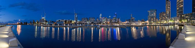 cityscapes, skylines, night, architecture, buildings, reflections - desktop wallpaper