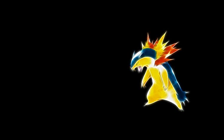 Pokemon, simple background, Typhlosion, black background - desktop wallpaper