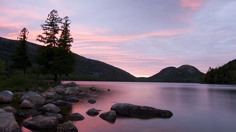 sunset, Maine, Jordan, ponds, National Park - desktop wallpaper