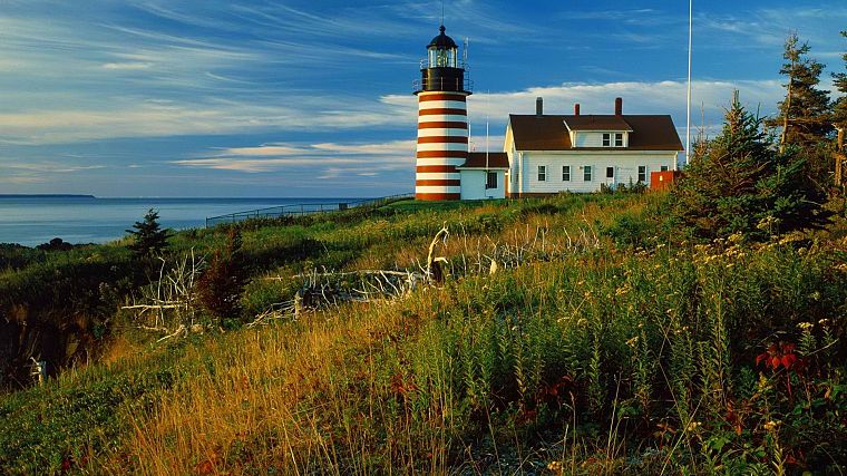 sunrise, Maine, head, lighthouses - desktop wallpaper