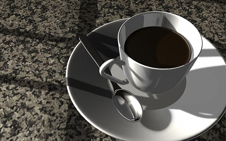 CGI, coffee cups - desktop wallpaper