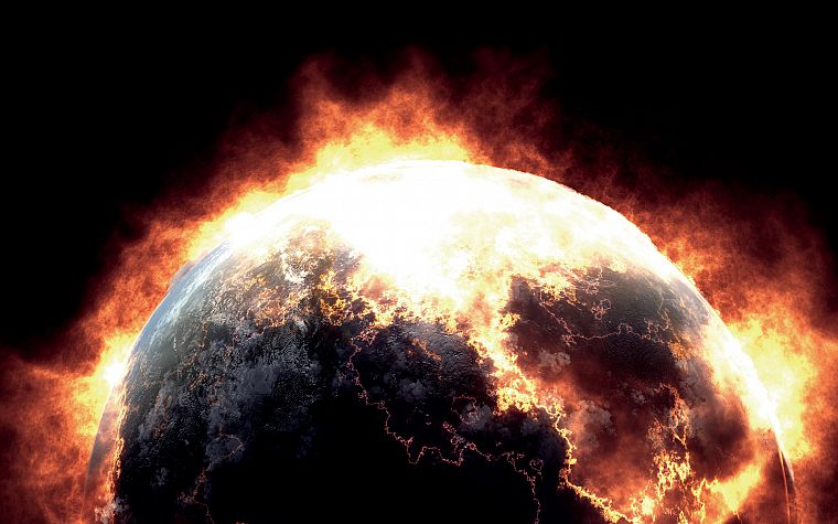 Earth, apocalypse, Fired, black background - desktop wallpaper
