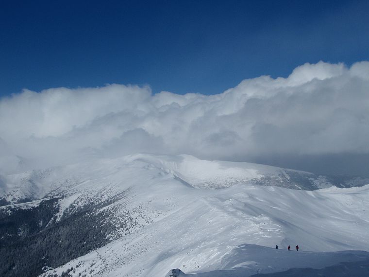 mountains, clouds, snow - desktop wallpaper