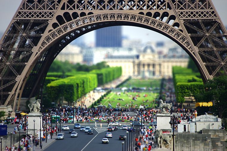 Eiffel Tower, Paris, France, tilt-shift - desktop wallpaper