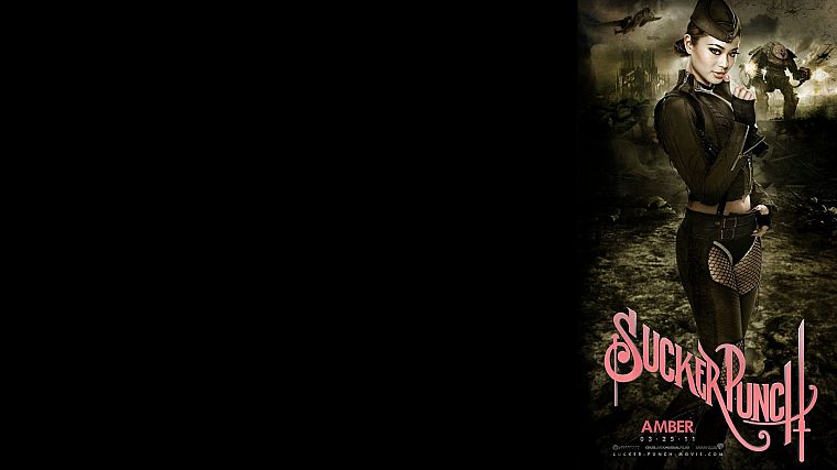 Sucker Punch, movie posters, Jamie Chung, black background - desktop wallpaper