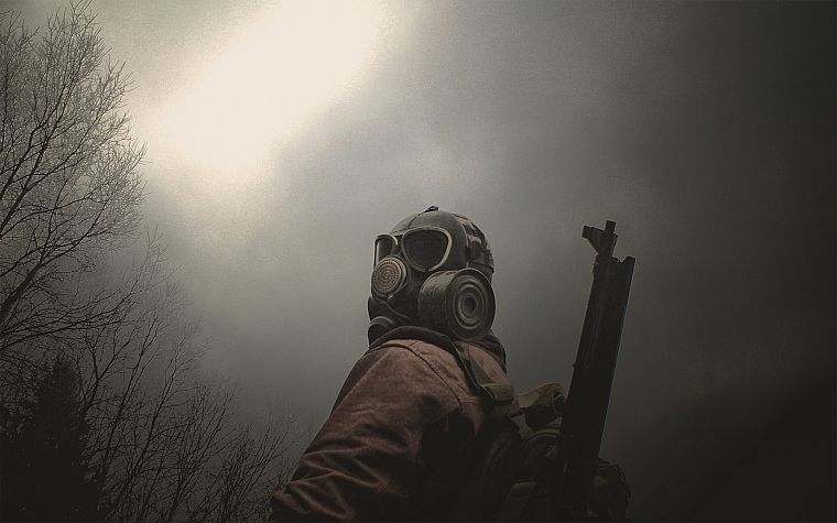 army, forests, gas masks - desktop wallpaper
