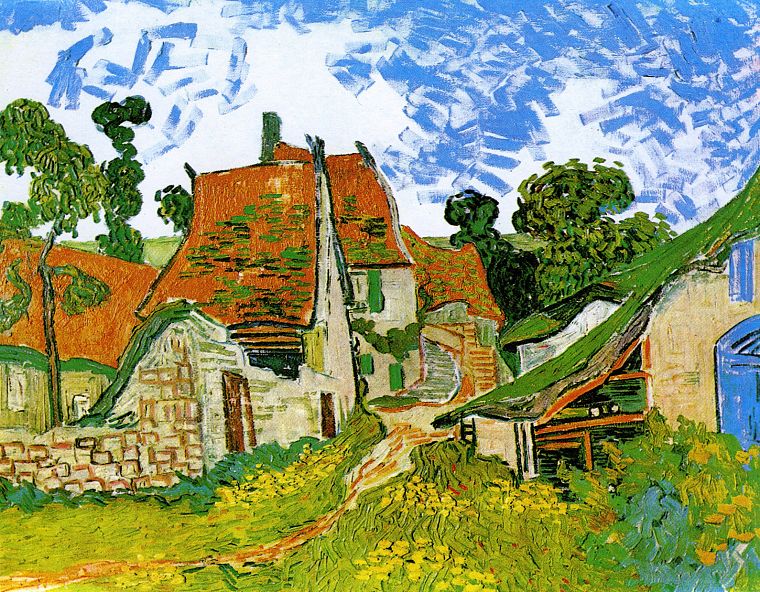 paintings, streets, Vincent Van Gogh - desktop wallpaper