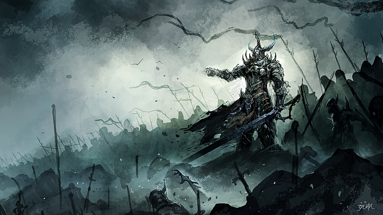 horns, weapons, fantasy art, armor, horde, battles, artwork, warriors, swords - desktop wallpaper