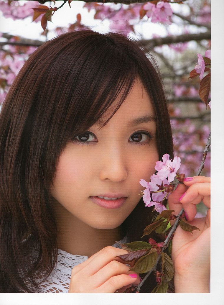 women, flowers, models, Asians, faces, Risa Yoshiki - desktop wallpaper