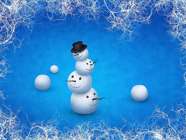 winter, snowmen, vladstudio - desktop wallpaper