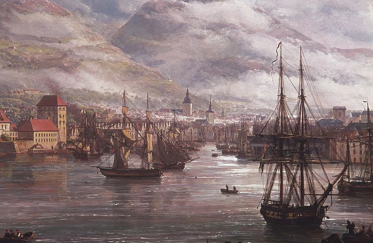 artwork, Johan Christian Dahl, View of Bergen from the Water - desktop wallpaper