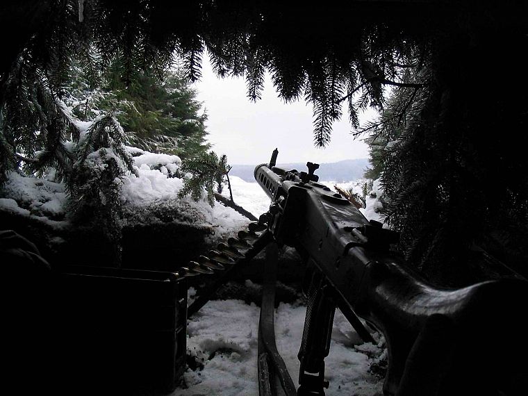 winter, snow, machine gun, mg42, mg3, machinegun - desktop wallpaper