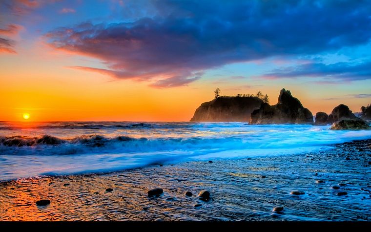 sunset, ocean, surfing, beaches - desktop wallpaper
