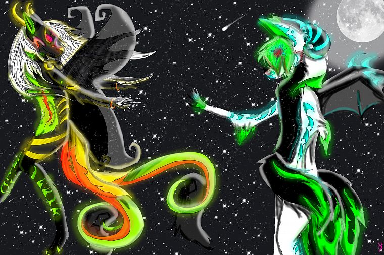 outer space, dragons, fantasy art - desktop wallpaper