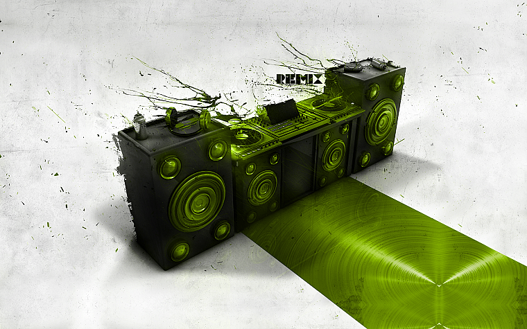 green, music, DJ, remix - desktop wallpaper