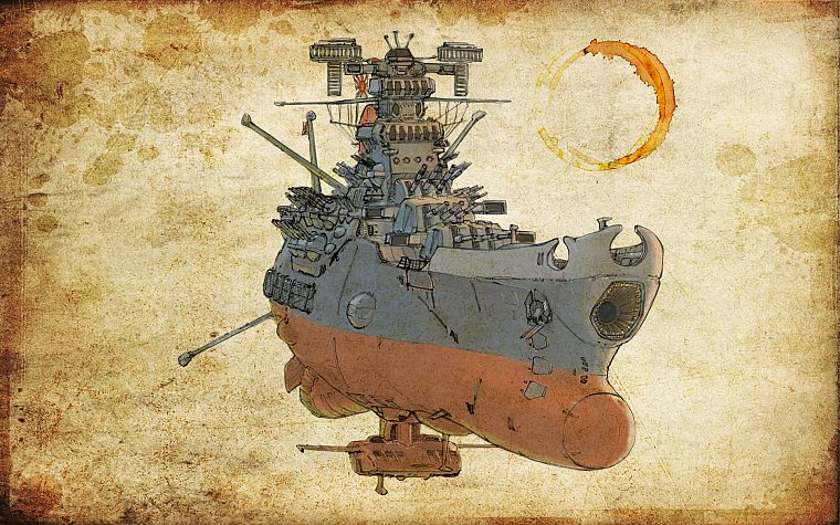 paper, guns, Japanese, cannons, vehicles, Rising Sun, Yamato, Space Battleship Yamato, battleships - desktop wallpaper