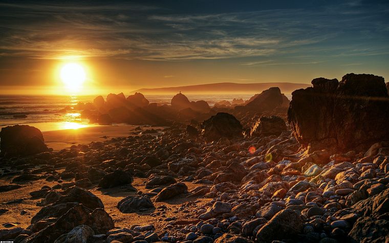 sunset, landscapes, rocks - desktop wallpaper
