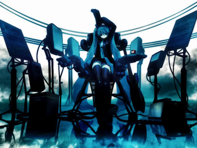Vocaloid, Hatsune Miku, twintails, Huke - desktop wallpaper