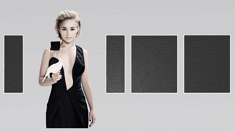 women, actress, Hayden Panettiere, doves, celebrity, black dress - desktop wallpaper