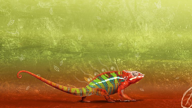 chameleons, artwork, colors - desktop wallpaper