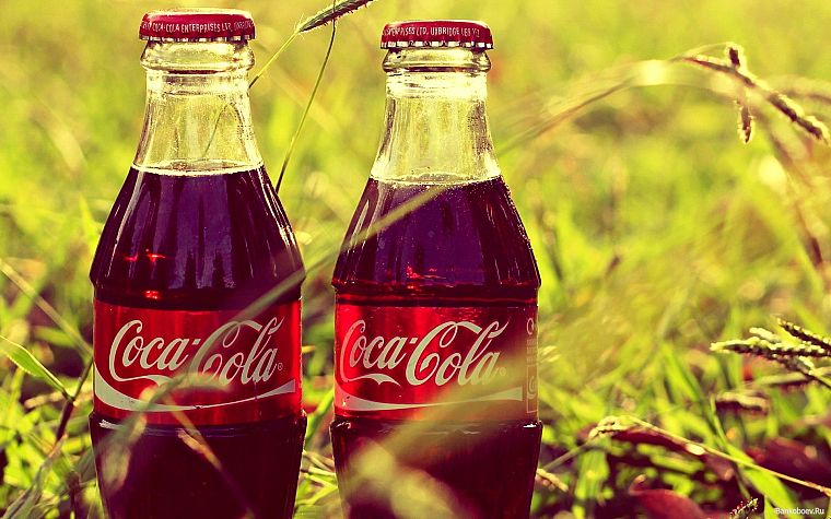 grass, bottles, Coca-Cola - desktop wallpaper