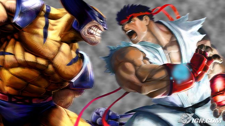 video games, Wolverine, Ryu, Marvel vs Capcom - desktop wallpaper