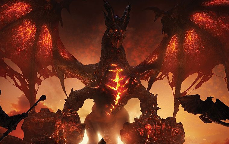 dragons, World of Warcraft, fantasy art, deathwing, cataclysm, Blizzard Entertainment, World of Warcraft: Cataclysm - desktop wallpaper