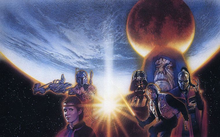Star Wars, Boba Fett, Luke Skywalker, Leia Organa, Darth Sidious, Shadows of the Empire - desktop wallpaper