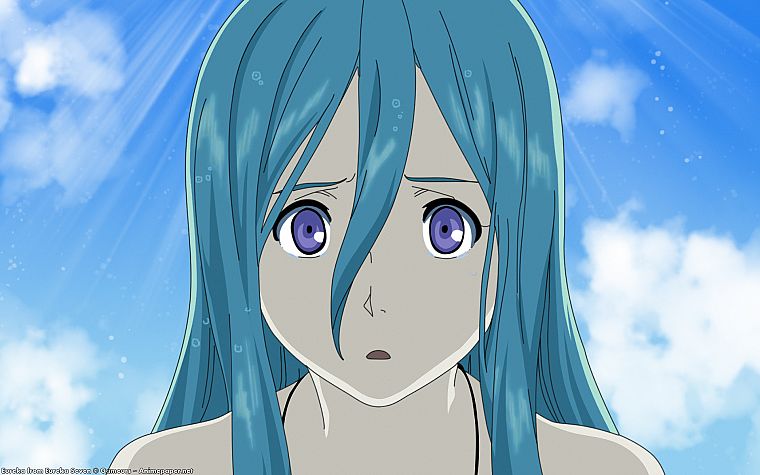 Eureka Seven, tears, Eureka (character), blue hair, anime, anime girls - desktop wallpaper