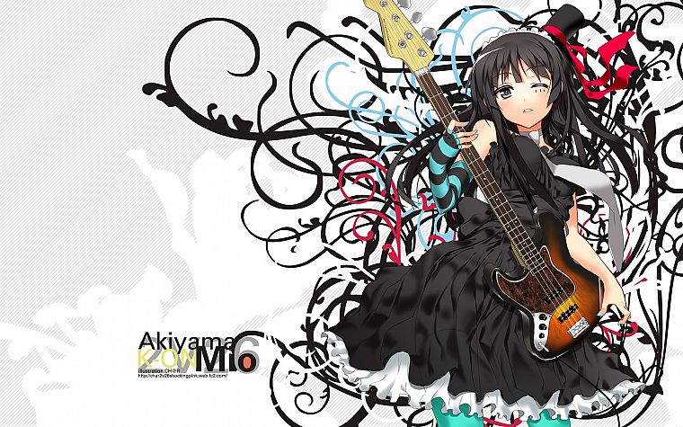 K-ON!, guitars, Akiyama Mio, simple background, anime girls - desktop wallpaper