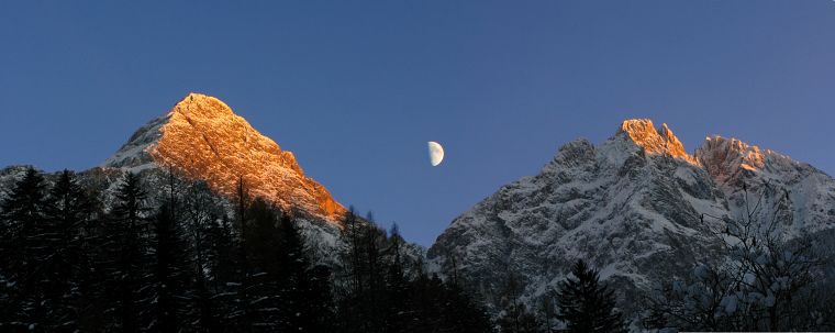 mountains, Moon, panorama - desktop wallpaper