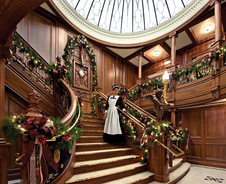 Titanic, stairways, Christmas - desktop wallpaper