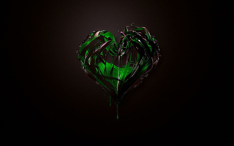 green, abstract, hearts, Green Heart - desktop wallpaper