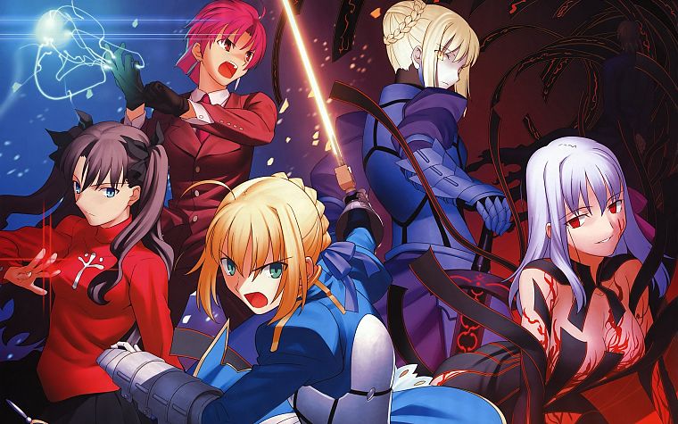 Fate/Stay Night, Tohsaka Rin, Type-Moon, Saber, Saber Alter, Dark Sakura, Fate series - desktop wallpaper