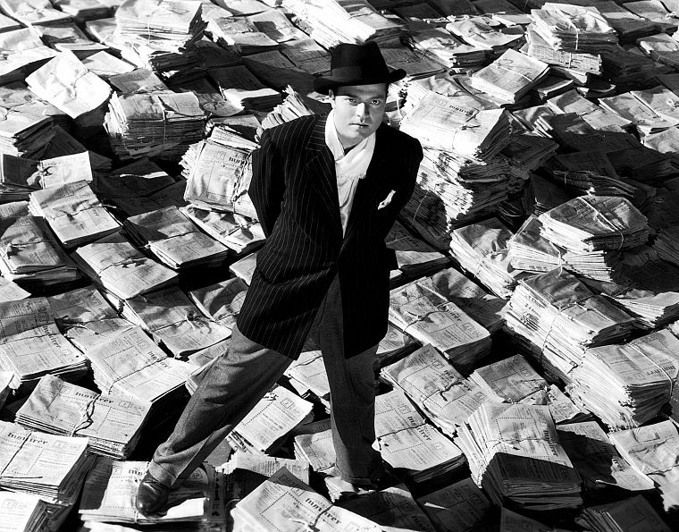 grayscale, monochrome, newspapers, Citizen Kane, Orson Welles, Charles Foster Kane - desktop wallpaper