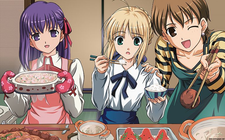 Fate/Stay Night, Saber, Matou Sakura, Fujimura Yuzuki, Fujimura Taiga, Fate series - desktop wallpaper