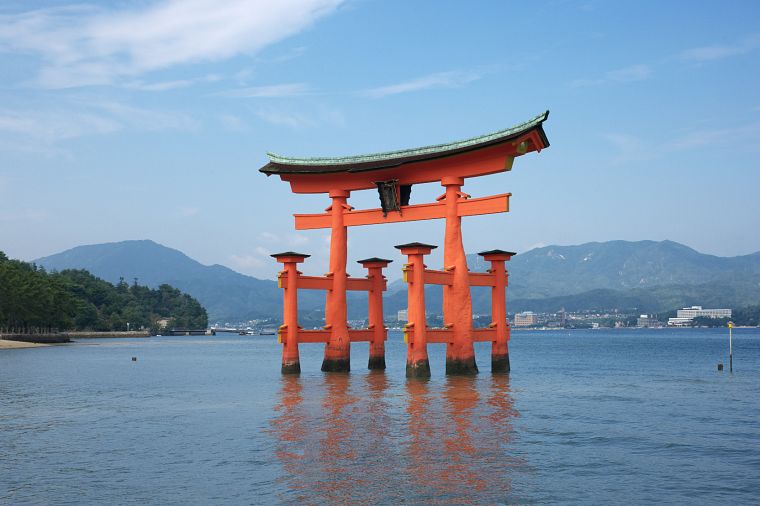 Japan, religion, shinto, torii, Itsukushima Shrine - desktop wallpaper