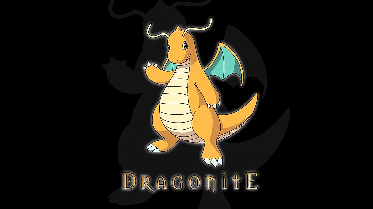 Pokemon, Dragonite, black background - desktop wallpaper