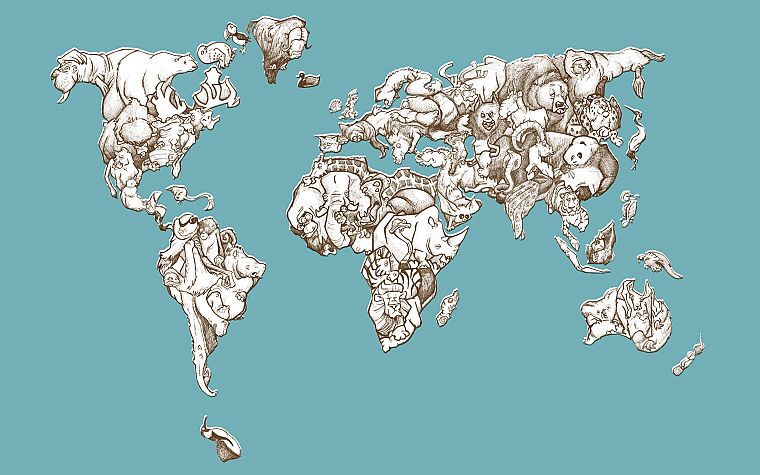 animals, maps, world map - desktop wallpaper