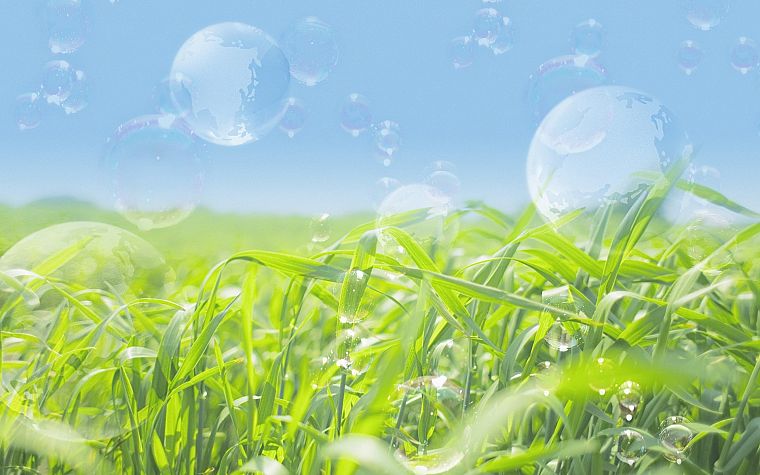 nature, grass, bubbles, photo manipulation - desktop wallpaper